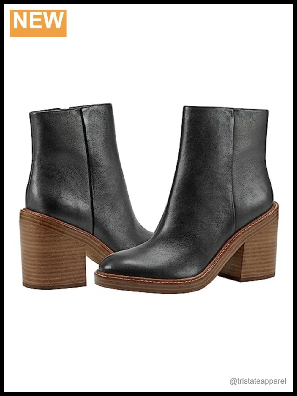 Marc Fisher LTD Haleena Almond Toe Ankle Booties Block Heel Leather